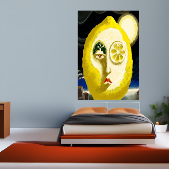 The yellow lemon face | AI Art  Poster (Creator Uploaded)