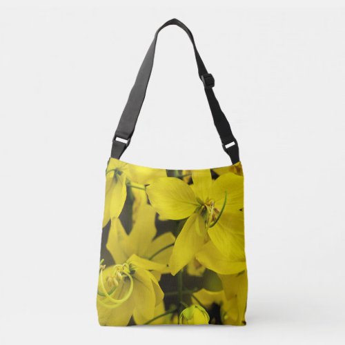 The yellow of laburnum flowers crossbody bag