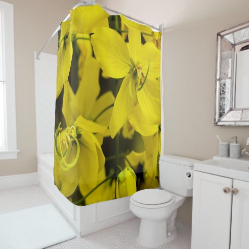 The yellow of laburnum flowers shower curtain