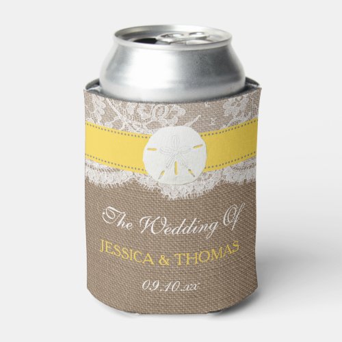 The Yellow Sand Dollar Beach Wedding Collection Can Cooler