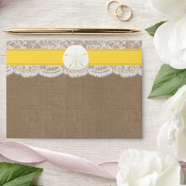 The Yellow Sand Dollar Beach Wedding Collection Envelope (Wedding)