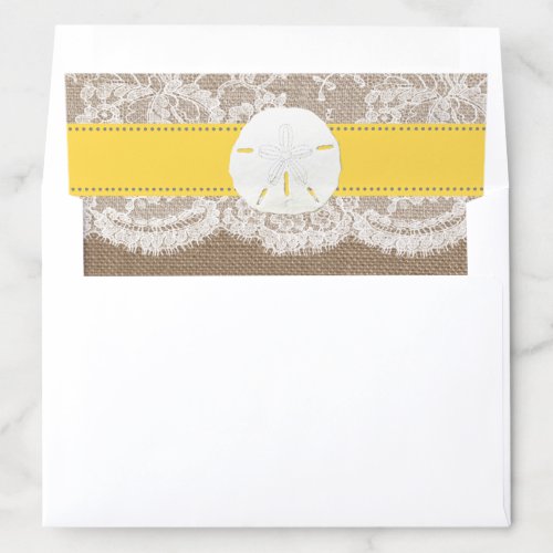 The Yellow Sand Dollar Beach Wedding Collection Envelope Liner