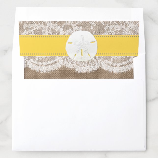 The Yellow Sand Dollar Beach Wedding Collection Envelope Liner (In Envelope)
