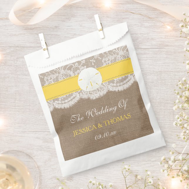 The Yellow Sand Dollar Beach Wedding Collection Favor Bag (Clipped)