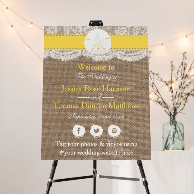 The Yellow Sand Dollar Beach Wedding Collection Foam Board (In Situ (Stand))