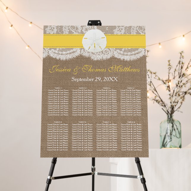 The Yellow Sand Dollar Beach Wedding Collection Foam Board (In Situ (Stand))