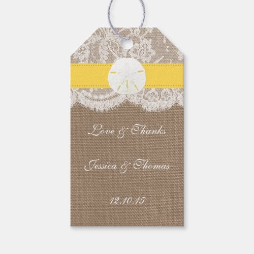 The Yellow Sand Dollar Beach Wedding Collection Gift Tags