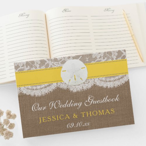 The Yellow Sand Dollar Beach Wedding Collection Guest Book
