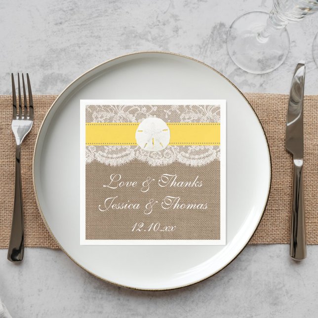 The Yellow Sand Dollar Beach Wedding Collection Napkins (Creator Uploaded)