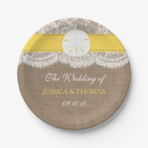 The Yellow Sand Dollar Beach Wedding Collection Paper Plates