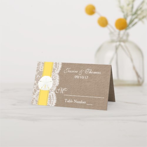 The Yellow Sand Dollar Beach Wedding Collection Place Card