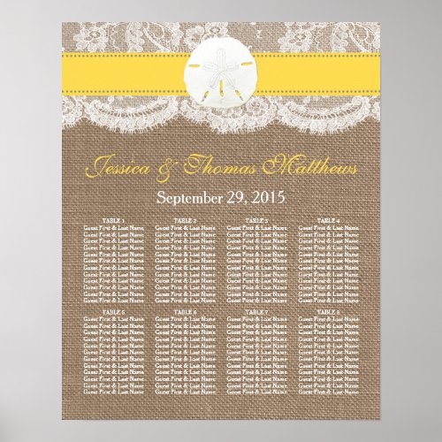The Yellow Sand Dollar Beach Wedding Collection Poster