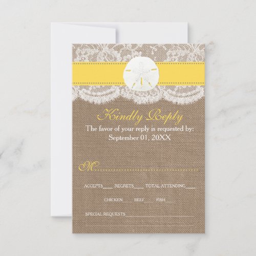 The Yellow Sand Dollar Beach Wedding Collection RSVP Card