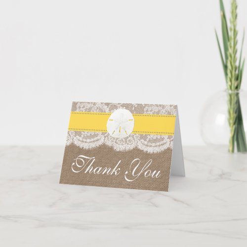 The Yellow Sand Dollar Beach Wedding Collection Thank You Card