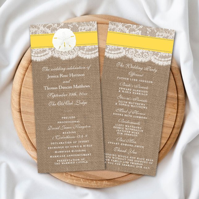 The Yellow Sand Dollar Wedding Collection Programs (Creator Uploaded)