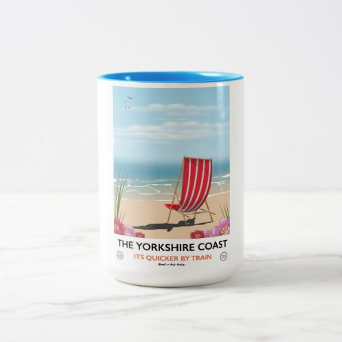 The Yorkshire coast vintage seaside poster Two_Tone Coffee Mug