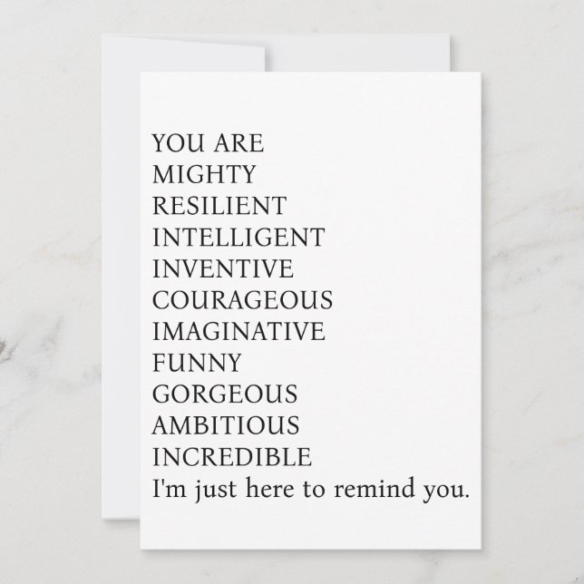 The "You Are Mighty, Resilient, Intelligent, Inven Thank You Card (Front)