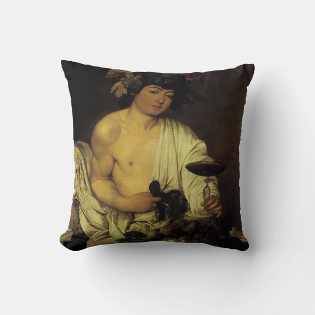 The Young Bacchus Throw Pillow (Front)