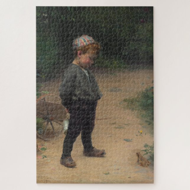 The Young Biologist With a Frog (by Paul Peel) Jigsaw Puzzle (Vertical)