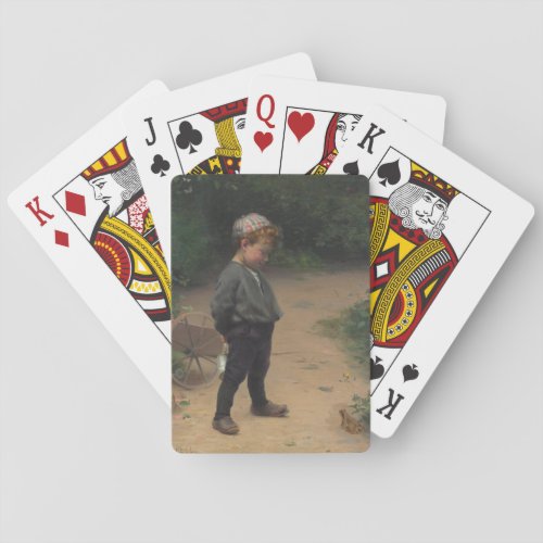 The Young Biologist With a Frog by Paul Peel Playing Cards