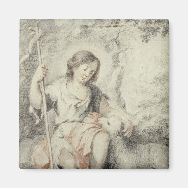 The Young John with the Lamb in a Landscape Magnet (Front)