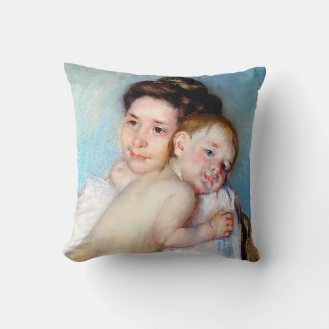 The Young Mother, Cassatt Throw Pillow (Front)