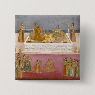 The young Mughal Emperor Muhammad Shah at a nautch Button