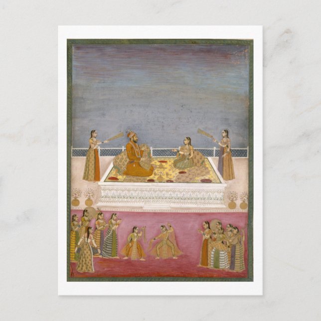 The young Mughal Emperor Muhammad Shah at a nautch Postcard (Front)