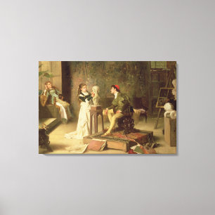 The Young Sculptress (oil on canvas) Canvas Print
