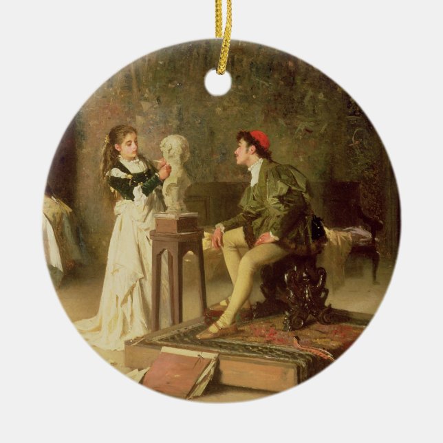 The Young Sculptress (oil on canvas) Ceramic Ornament (Front)