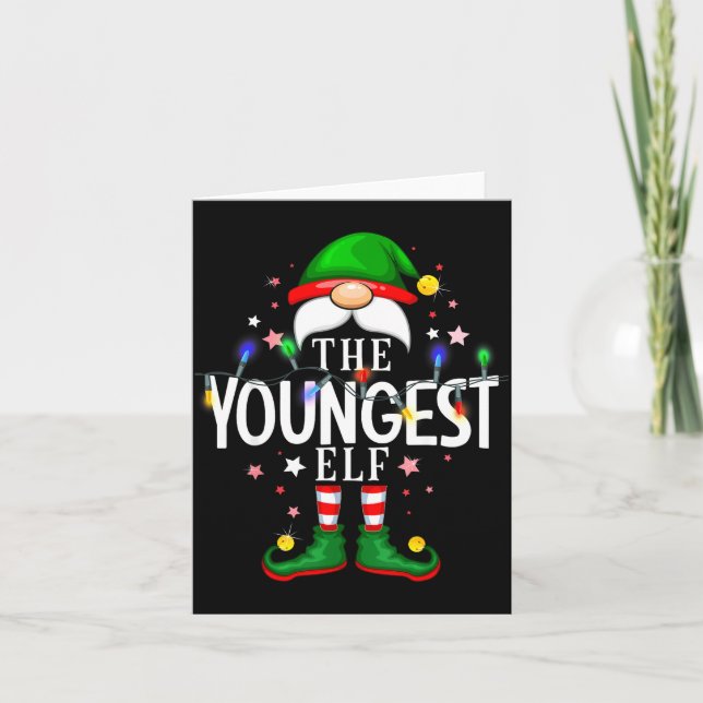 The Youngest Elf Christmas Family Pajama Party  Card (Front)