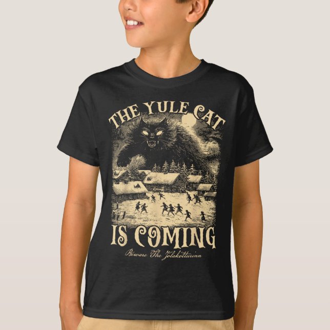 The Yule Cat Is Coming Gothic Christmas Winter Sol T-Shirt (Front)