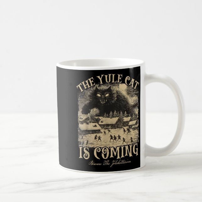 The Yule Cat Is Coming Icelandic Christmas Cat Mom Coffee Mug (Right)