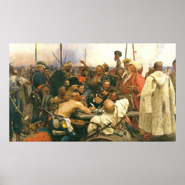 The Zaporozhian Cossacks by Ilya Yefimovich Repin Poster (Front)