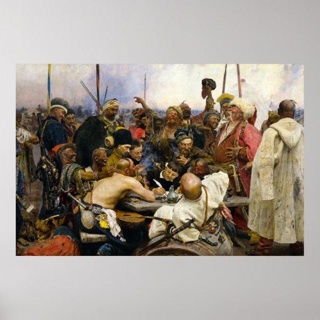 The Zaporozhye Cossacks by Ilya Repin Poster (Front)