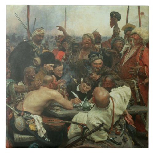 The Zaporozhye Cossacks writing a letter Ceramic Tile