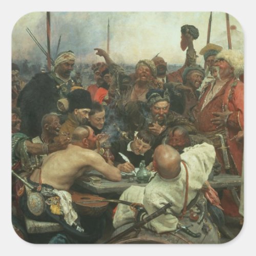 The Zaporozhye Cossacks writing a letter Square Sticker