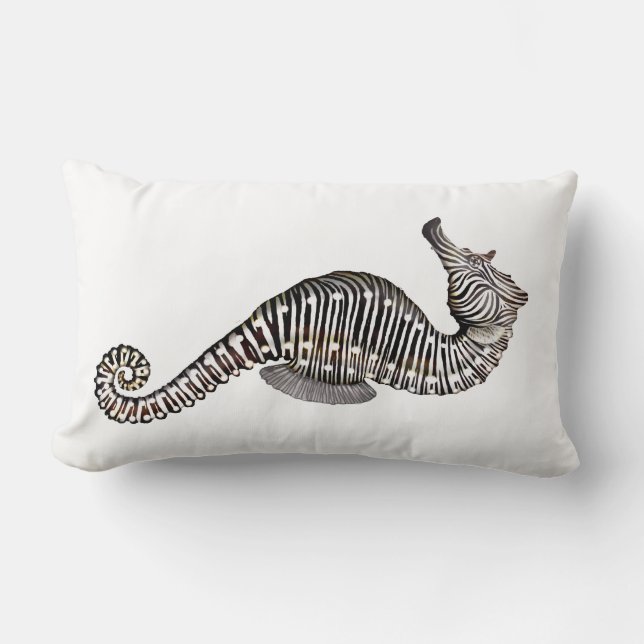 The Zebra Seahorse Lumbar Pillow (Front)