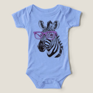 The Zebra with Pink Glasses (blue) Infant T-shirt