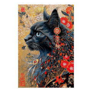 The Zen Cat Vintage Japanese Ukiyo-e Poster