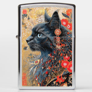 The Zen Cat Vintage Japanese Ukiyo-e Zippo Lighter