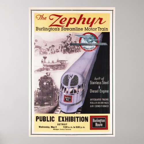 The ZEPHYR Motor Train Vintage Railway Poster Ad