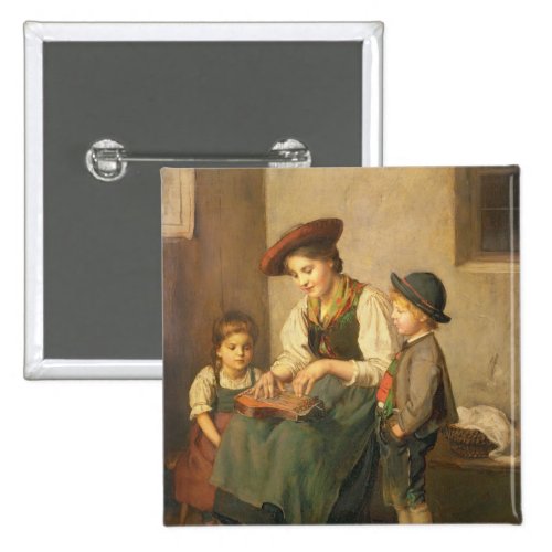 The Zither Player by Franz von Defregger 2-inch Square Button