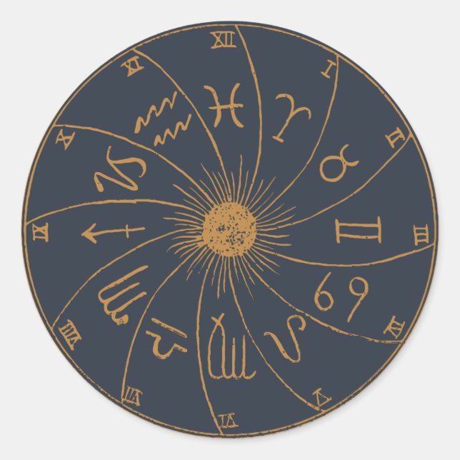 The Zodiac Wheel - Fortune Telling Classic Round Sticker (Front)