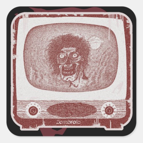 the Zombie On TV Square Sticker