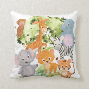 The zoo: collection of cute wild animals throw pillow