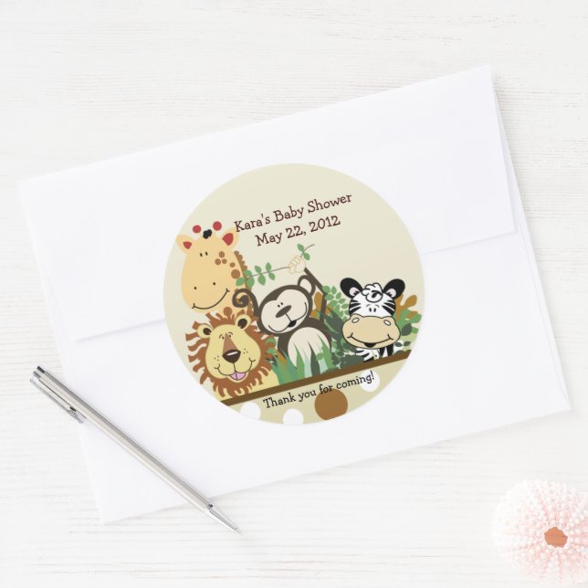 The Zoo Crew Jungle Animals Favor Sticker - Tan (Envelope)