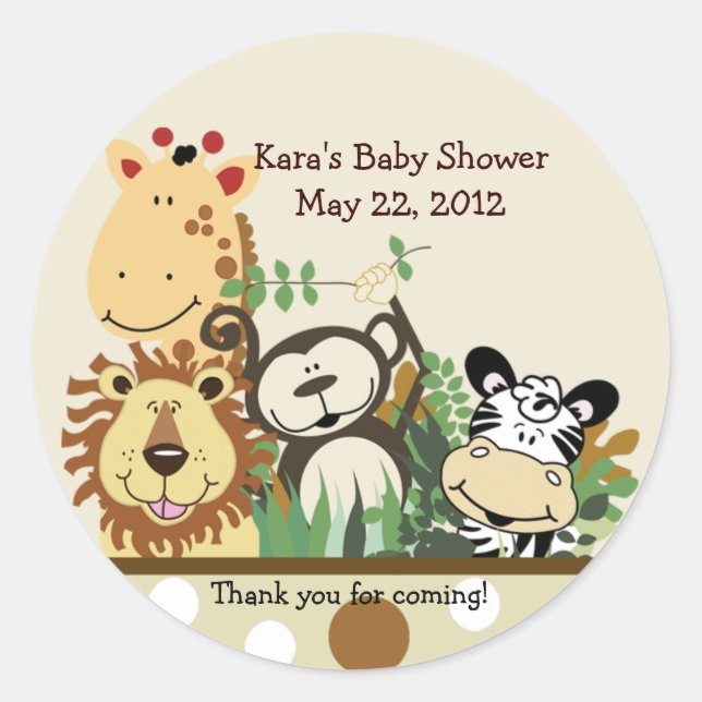 The Zoo Crew Jungle Animals Favor Sticker - Tan (Front)