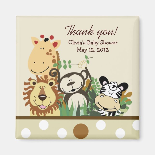 The Zoo Crew Jungle Baby Shower Favor - TAN Magnet (Front)
