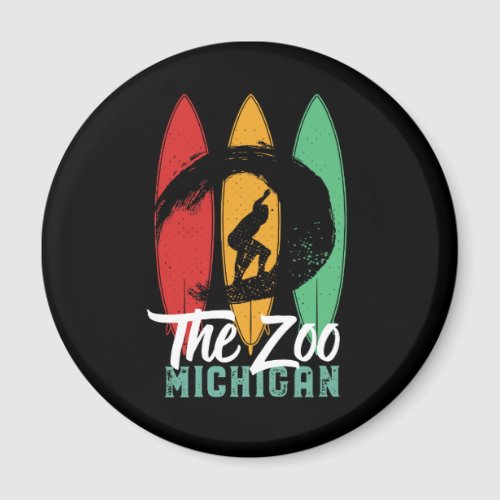 The Zoo Michigan Beach Vintage Retro Surfing Magnet